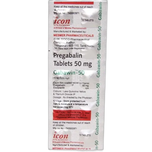 gabawin m 50mg tablet 10's